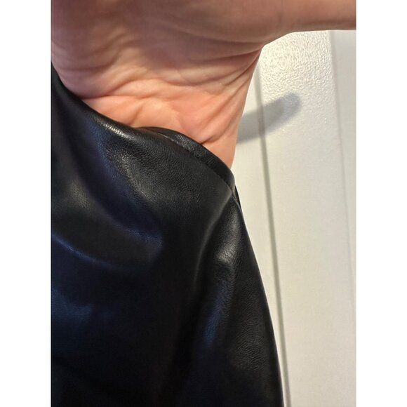 Black Faux Leather Cargo Jogger‎ Pants With Side Pockets & Elastic Waist 4 - Picture 6 of 8